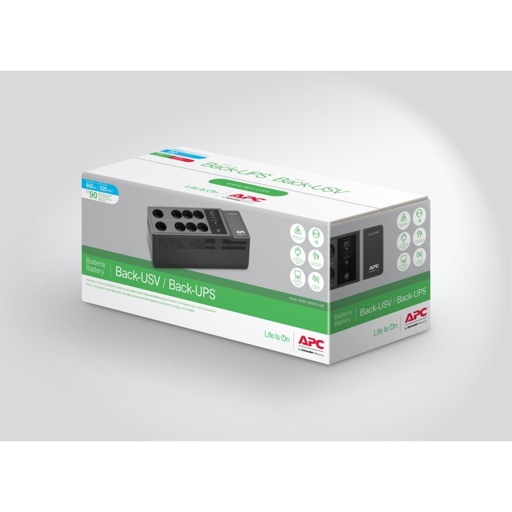 APC Back-UPS BE850G2-GR | 850 VA | 8 Schuko Stopcontacten (6 op Accu) | USB Type-A & C | AVR Spanningstabilisatie | Bescherming tegen Stroomstoringen - Afbeelding 7