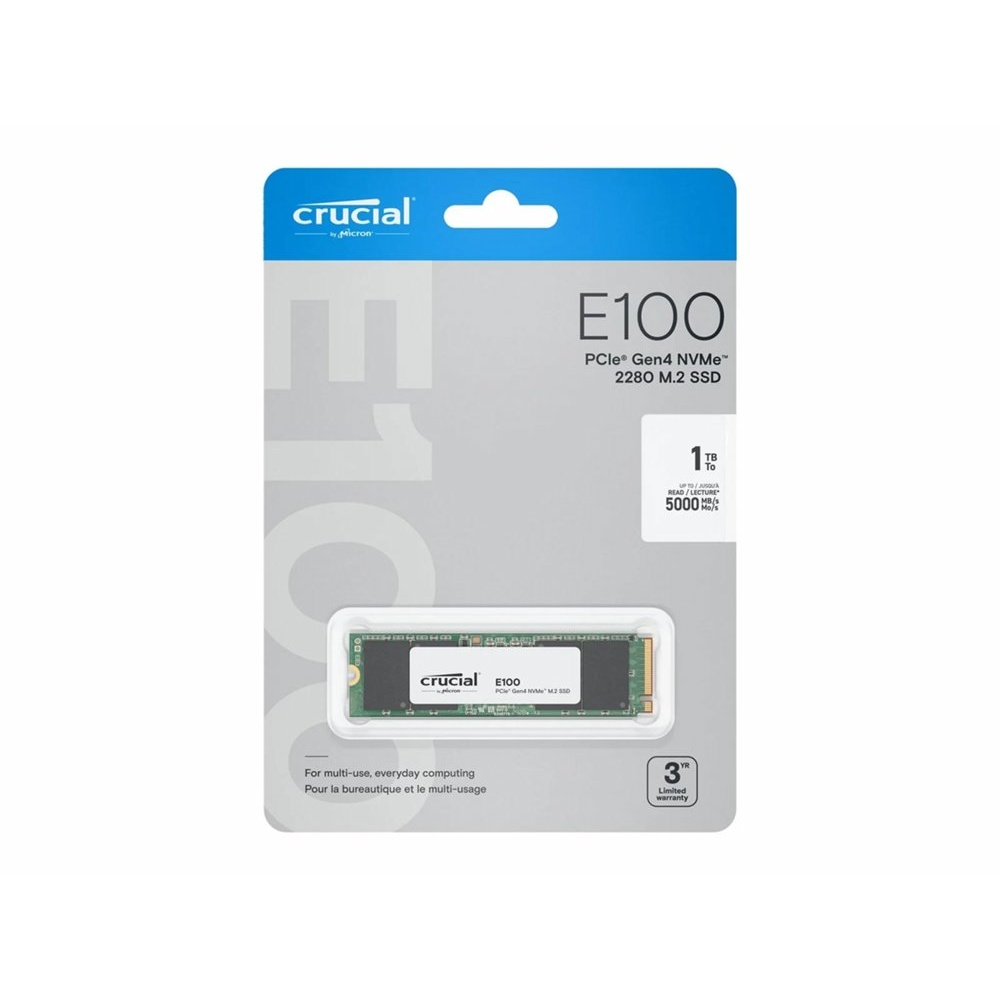 Crucial E100 | 1TB NVMe SSD | M.2 Gen4 | 5.000MB/s Lezen | 4.500MB/s Schrijven - Afbeelding 2