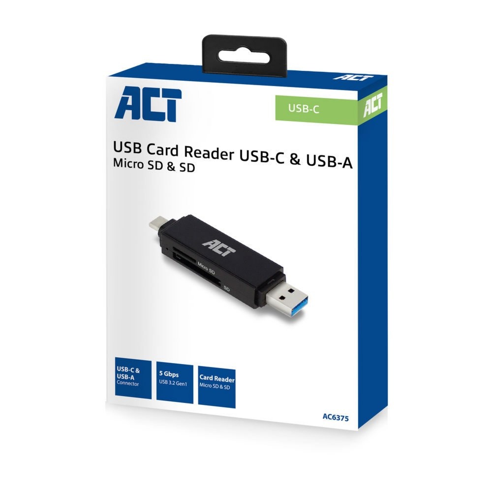 ACT AC6375 | Geheugenkaartlezer | USB 3.2 Gen 1 | Zwart - Afbeelding 3
