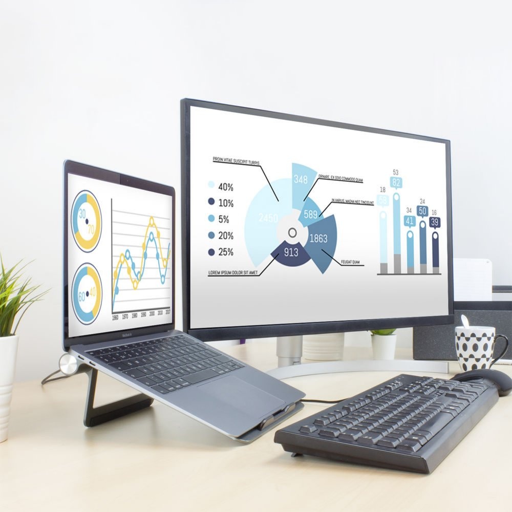 ACT AC8125 | Notebookstandaard 15.6" | Ingebouwde USB-C Docking Station | Grijs - Afbeelding 4