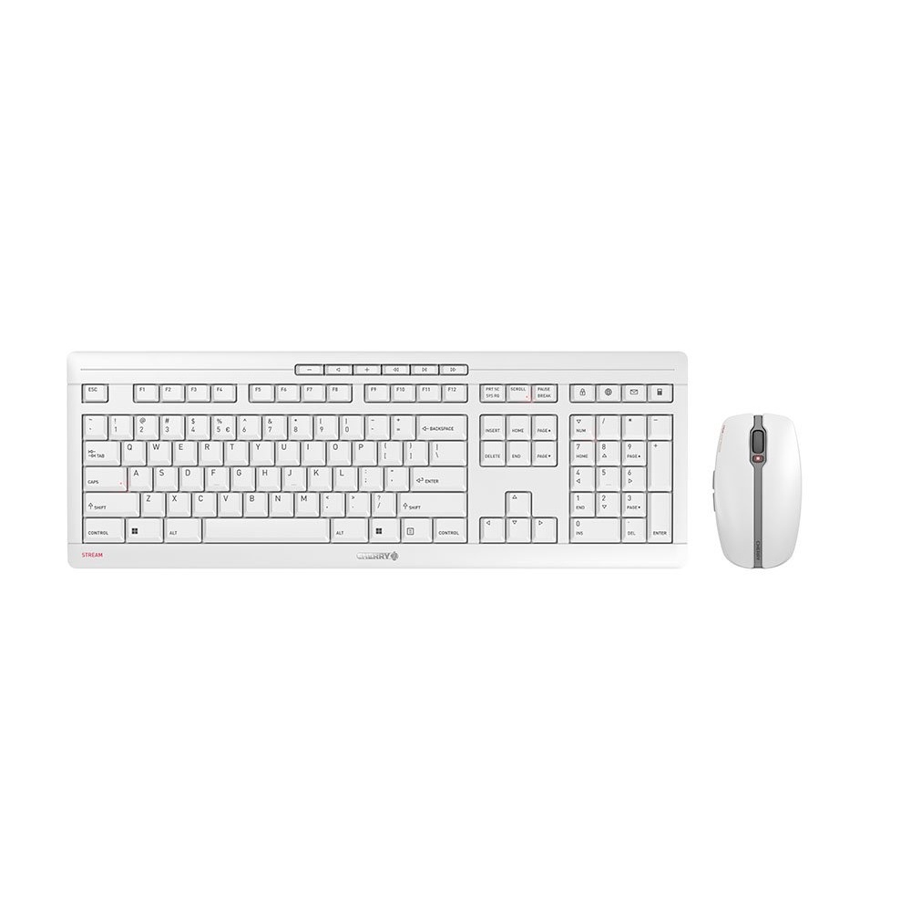 Cherry Stream Desktop Recharge | Draadloos Toetsenbord en Muis | Grijs | USB Receiver