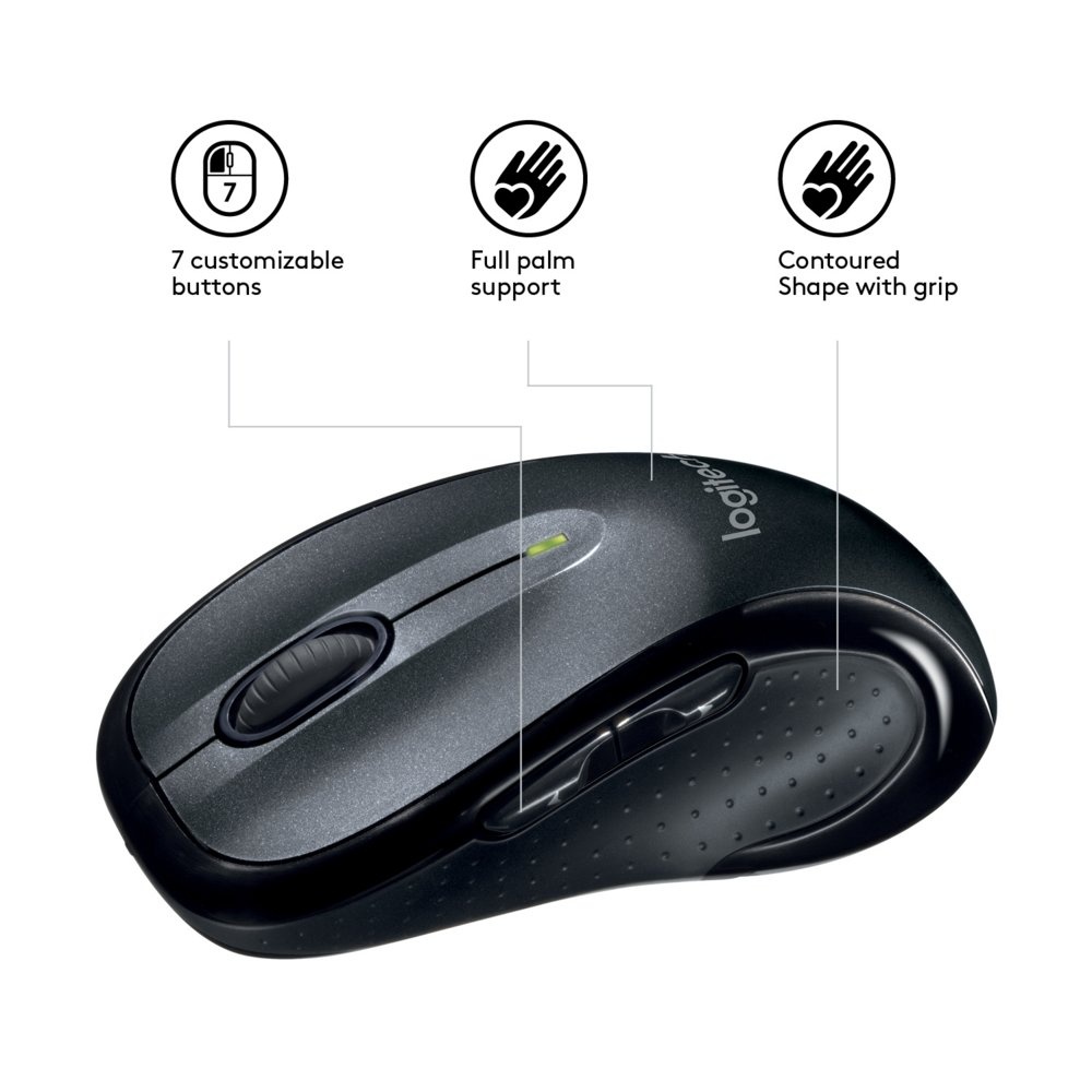 Logitech M510 | Draadloze Muis | Links- en Rechtshandig | RF | 1000 DPI | Zwart | Returned - Afbeelding 5