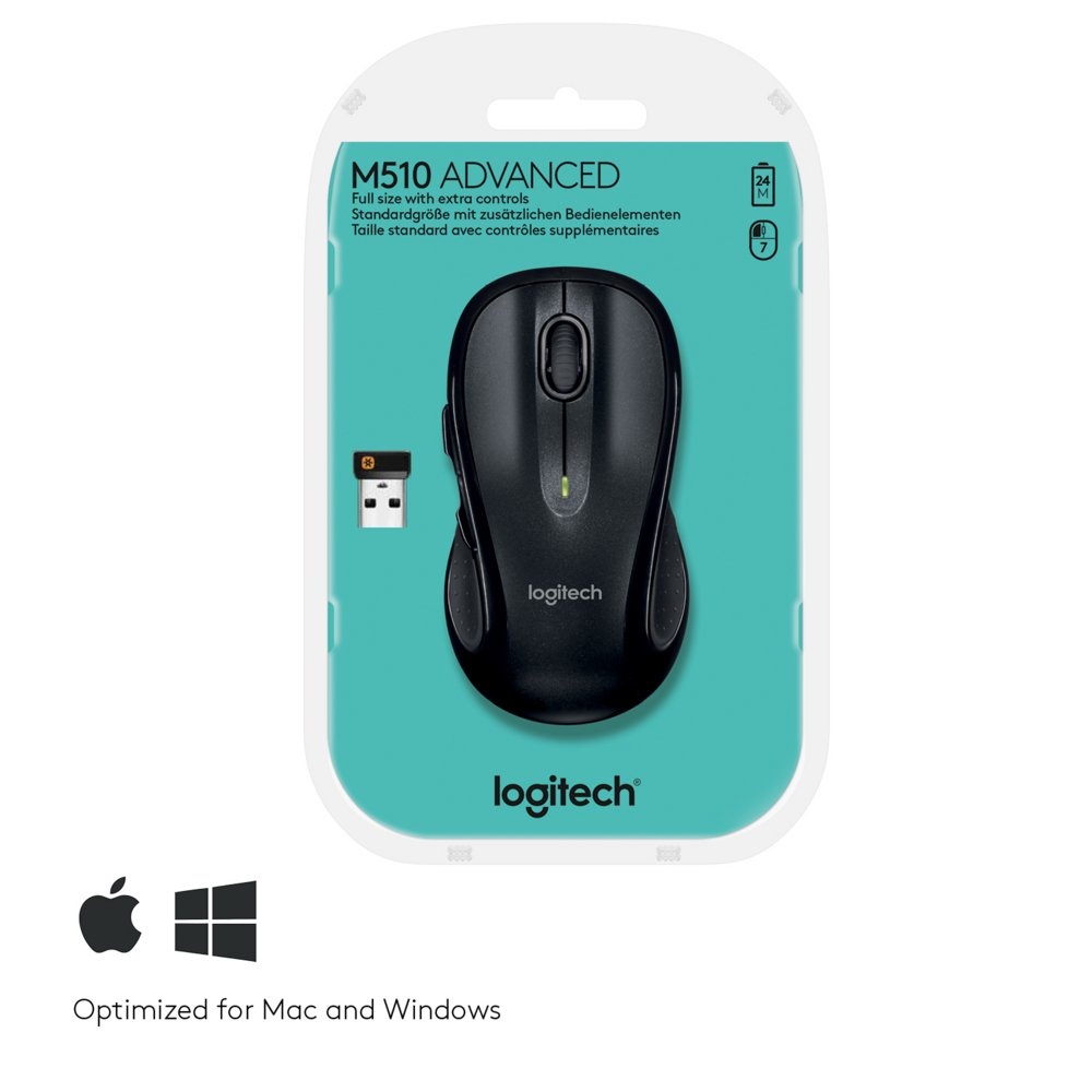 Logitech M510 | Draadloze Muis | Links- en Rechtshandig | RF | 1000 DPI | Zwart | Returned - Afbeelding 8