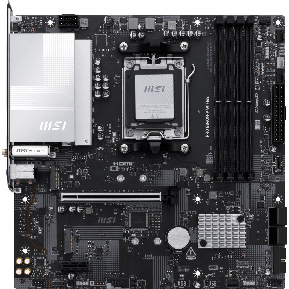 MSI PRO B840M-P WiFi6E | Socket AM5 | AMD B840 | 4xDDR5 | Micro ATX | Moederbord