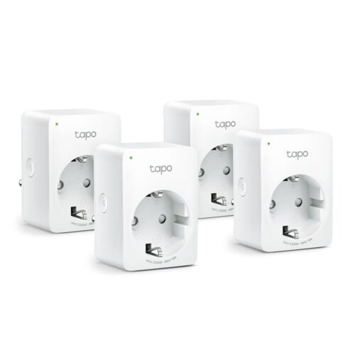 TP-Link Tapo P100 (4-pack) | Slimme Wi-Fi-stekker | 2300W | Spraakbesturing | Schema & Timer | Compact ontwerp | Wit