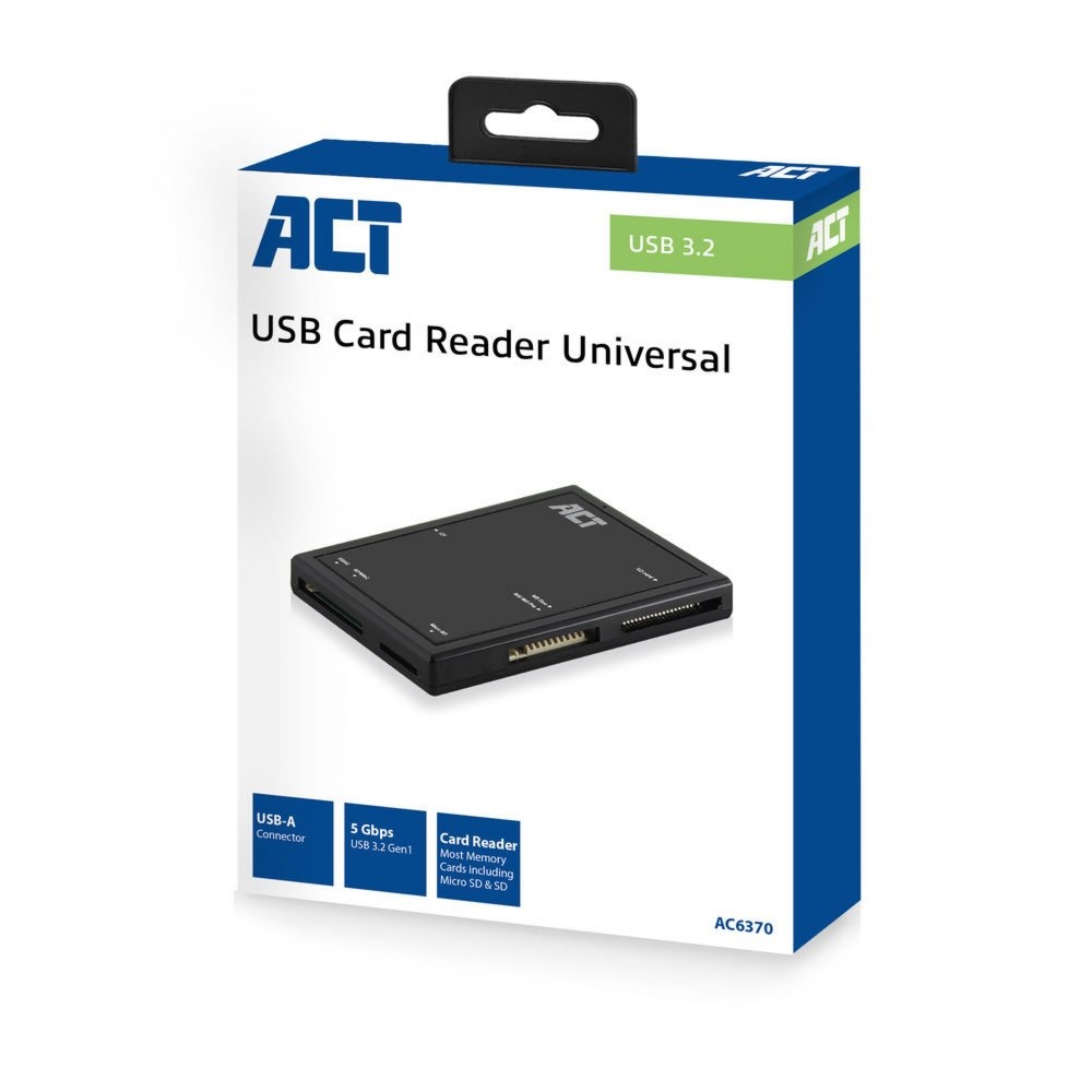 ACT AC6370 | USB 3.2 Gen1 Geheugenkaartlezer | Type-A | Zwart - Afbeelding 3