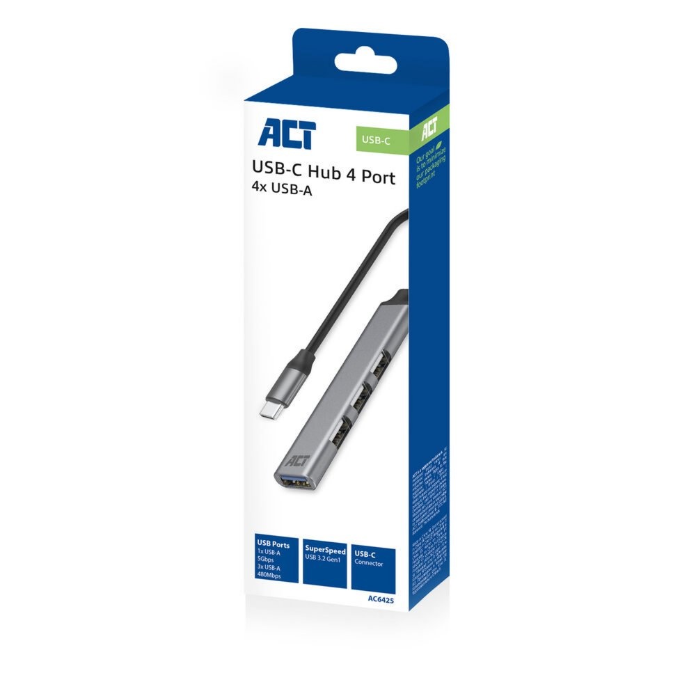 ACT AC6425 | USB 3.2 Gen 1 Interface Hub | Type-C | 5 Gbps | Grijs - Afbeelding 4