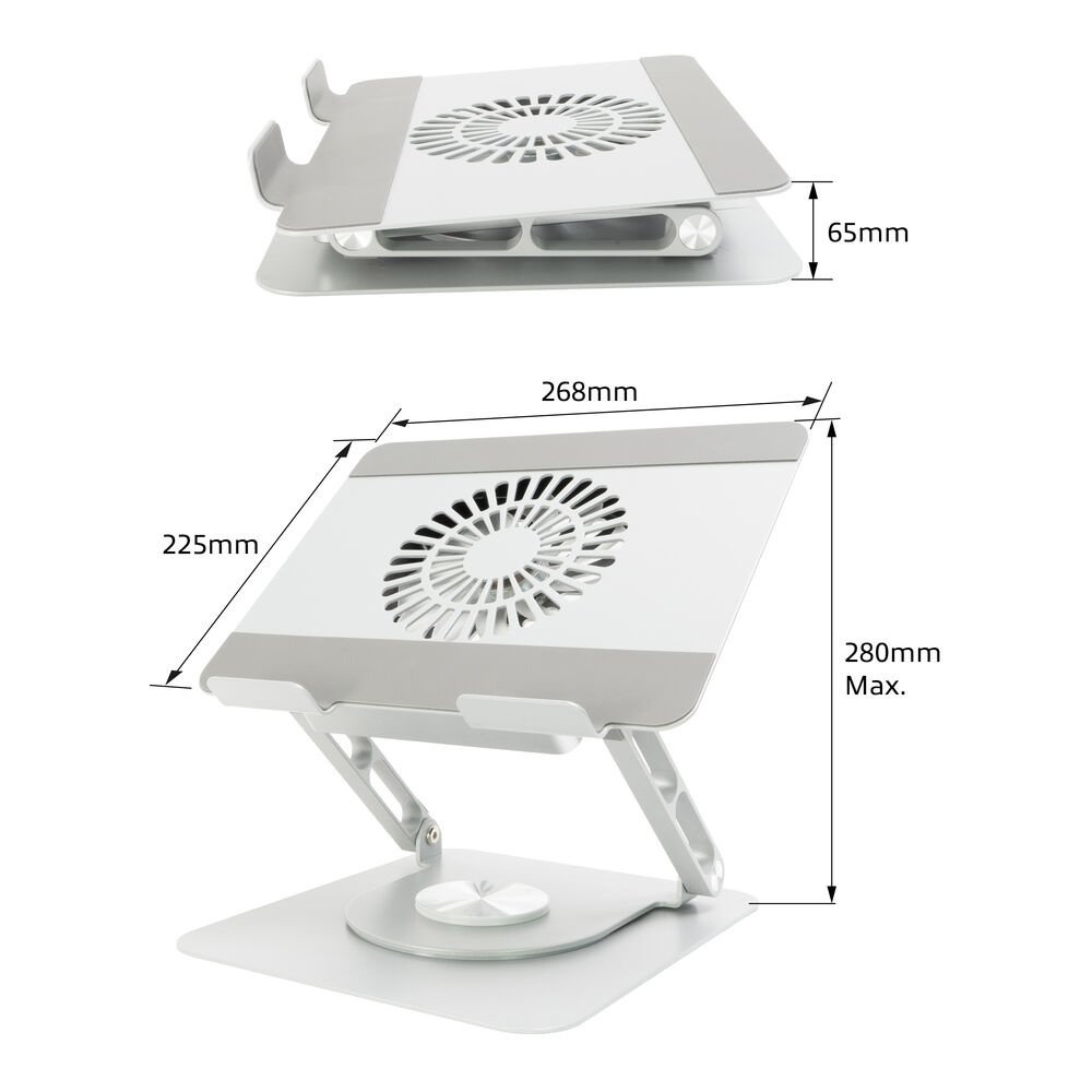 ACT AC8106 | 360° Draaibare Laptopstandaard | Met Ventilator | Traploos Verstelbaar - Afbeelding 3