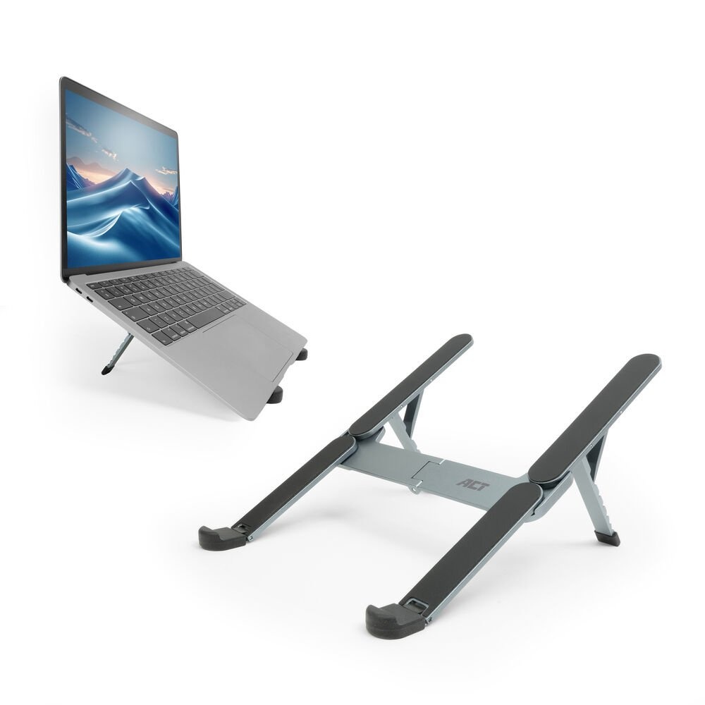 ACT AC8122 | Inklapbare Laptopstandaard tot 15,6″ | 6 Verstelbare Standen | Aluminium | Inclusief Reistas
