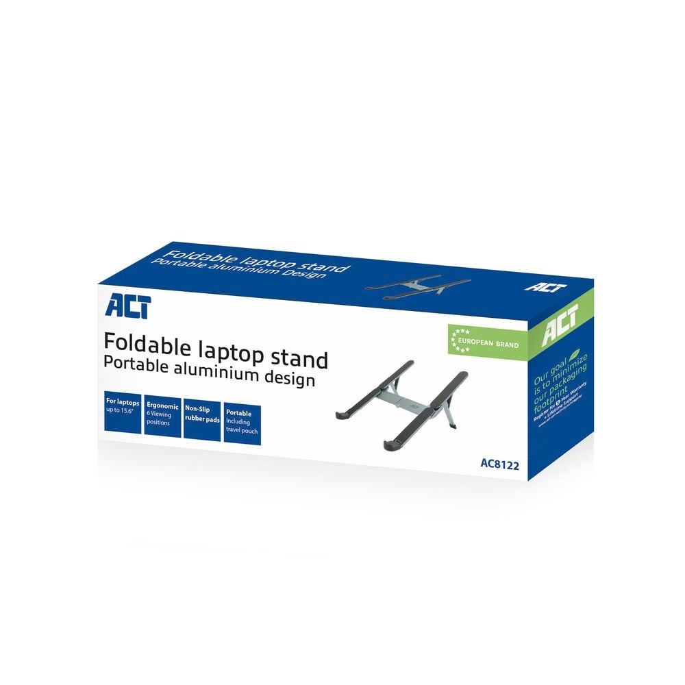 ACT AC8122 | Inklapbare Laptopstandaard tot 15,6" | 6 Verstelbare Standen | Aluminium | Inclusief Reistas - Afbeelding 2