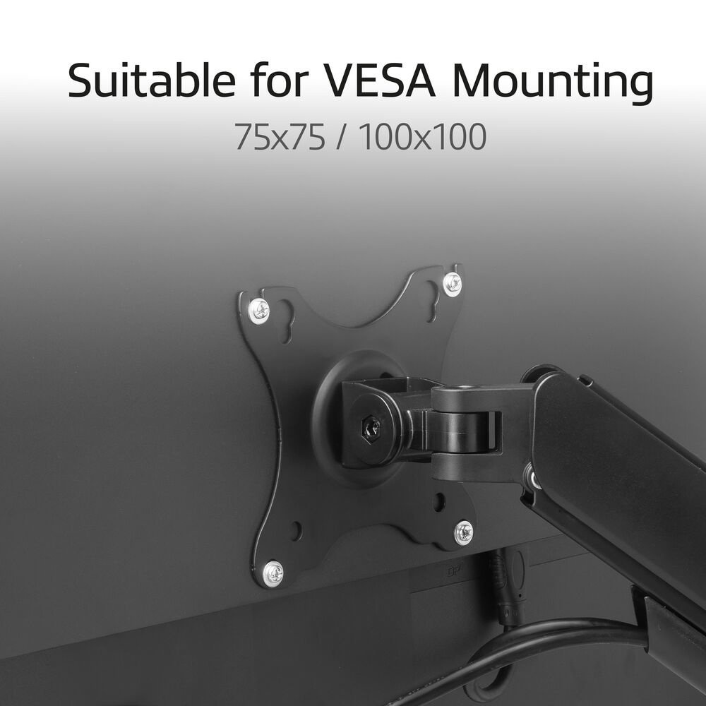 ACT AC8314 Monitorarm Essentials | Verstelbare Monitor-bureaubeugel | Tot 35" | Max 2x 9 kg | VESA 75x75 / 100x100 | 2 Monitoren | Gasveer | OPEN BOX - Afbeelding 2