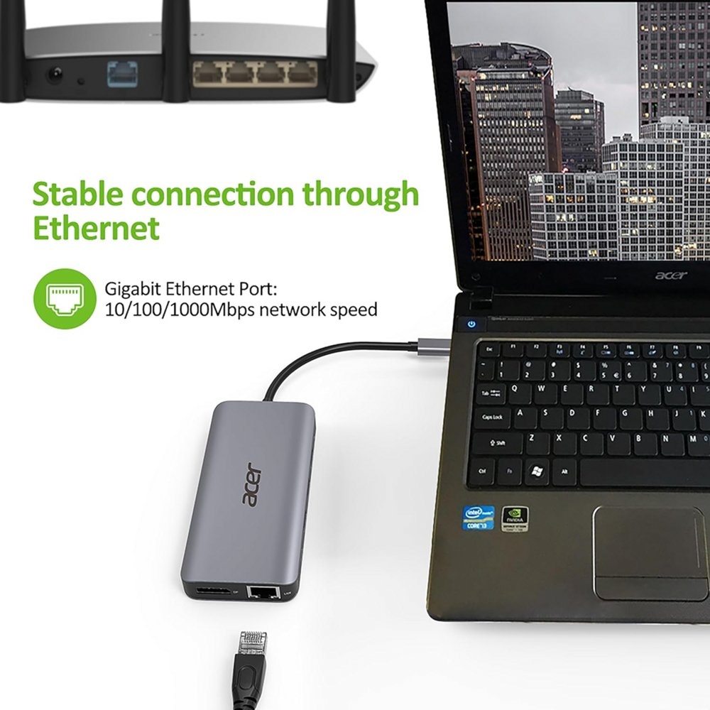Acer 12-in-1 USB-C Docking Station | Dual HDMI | DisplayPort | Gigabit Ethernet | USB 3.2 Gen 1 - Afbeelding 4