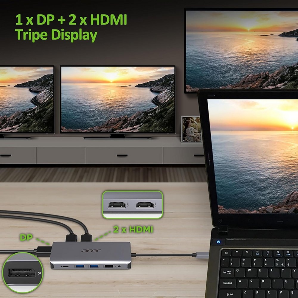 Acer 12-in-1 USB-C Docking Station | Dual HDMI | DisplayPort | Gigabit Ethernet | USB 3.2 Gen 1 - Afbeelding 5