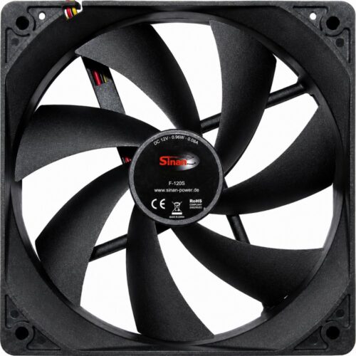 Inter-Tech Sinan F-120-S | 120mm Case Fan | 3-Pin | Zwart