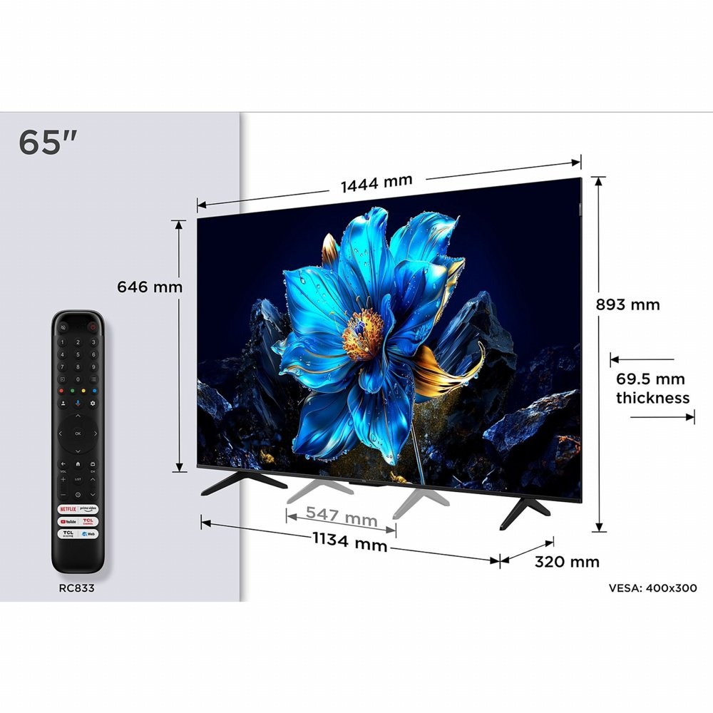TCL 65T69C | 65" 4K Ultra HD QLED Smart TV | 60Hz | Google TV + Wifi | Dolby Vision | HDMI 2.1 (2025) - Afbeelding 8