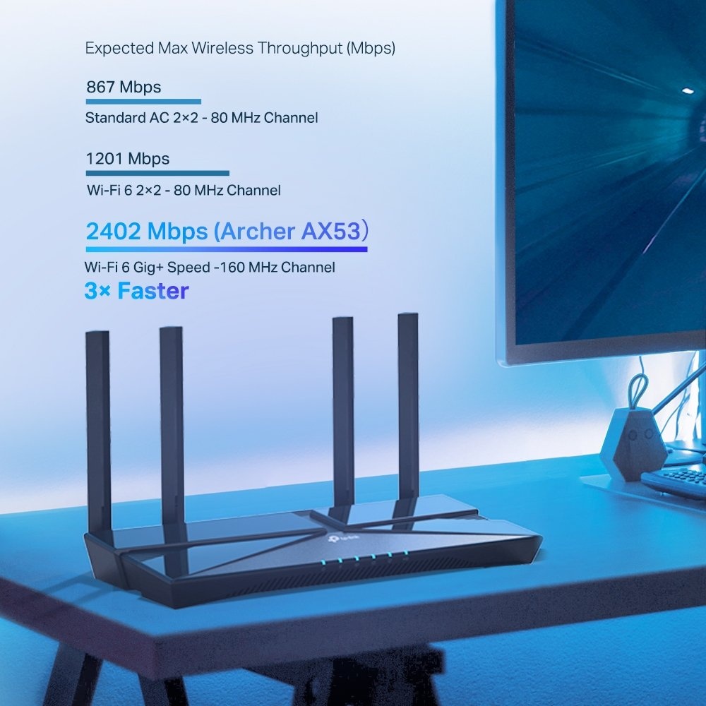 TP Link Archer AX53 | WiFi 6 Router (AX3000) | 2976 Mbit/s | Dual Band | 4x Gigabit LAN | WPA3 | EasyMesh - Afbeelding 2