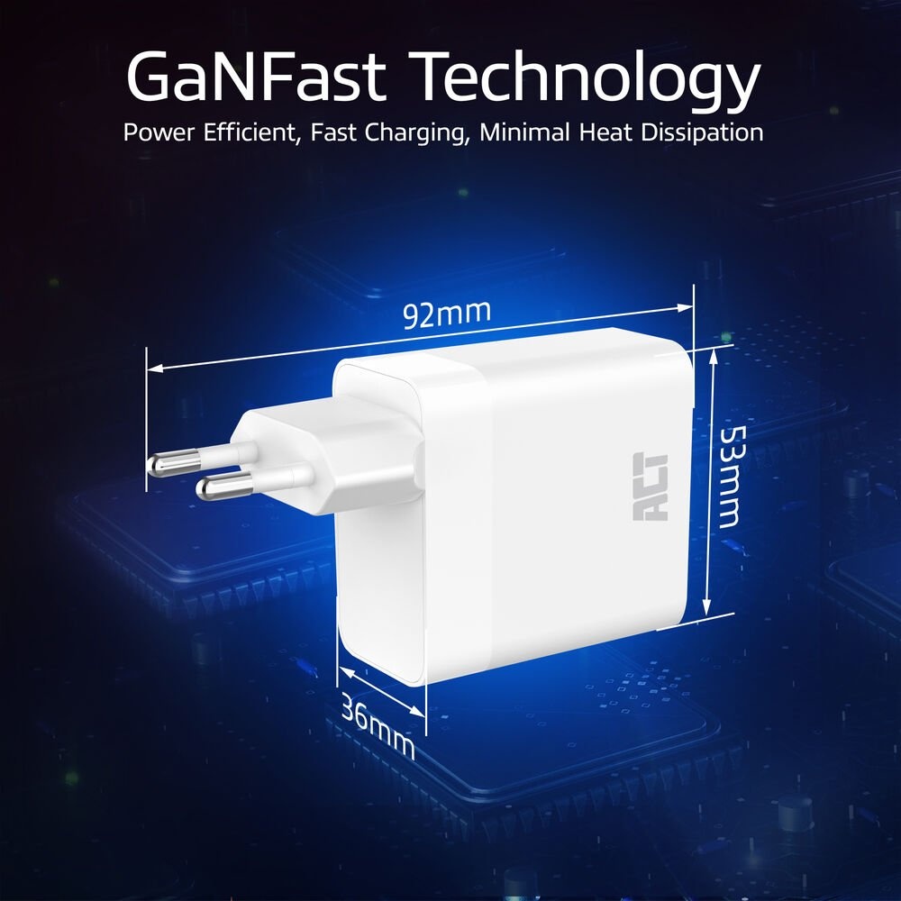 ACT AC2170 USB-C/USB-A Lader | 3-Poorts met PPS, QuickCharge & GaNFast | 65W - Afbeelding 4