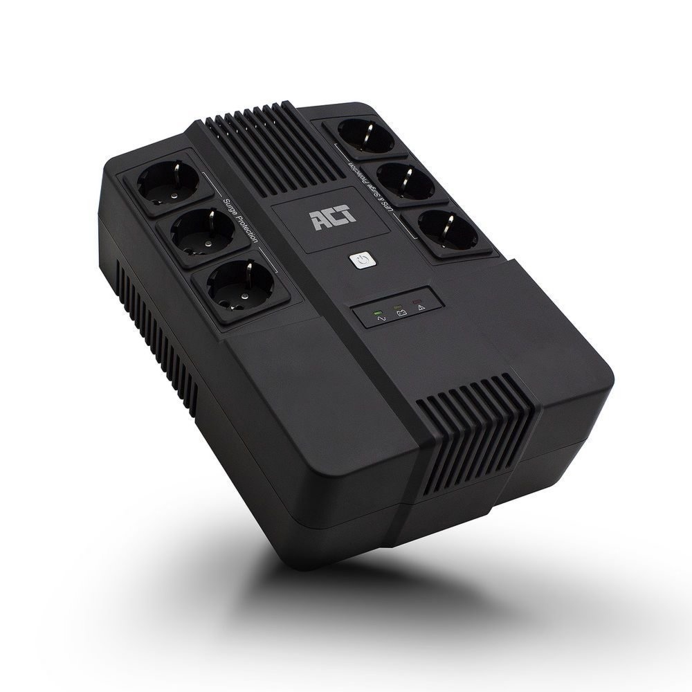 ACT AC2300 Line-Interactive UPS | 600 VA | 6 Stopcontacten (3 op Accu) | AVR Spanningstabilisatie | Netspanningsbeveiliging