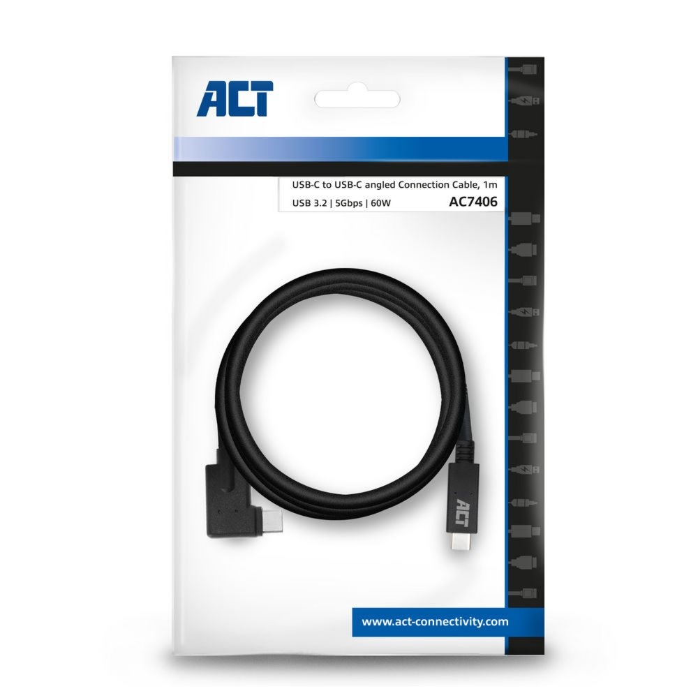 ACT AC7406 | USB 3.2 Gen 1 Kabel | USB-C naar USB-C | 1m | Zwart - Afbeelding 3