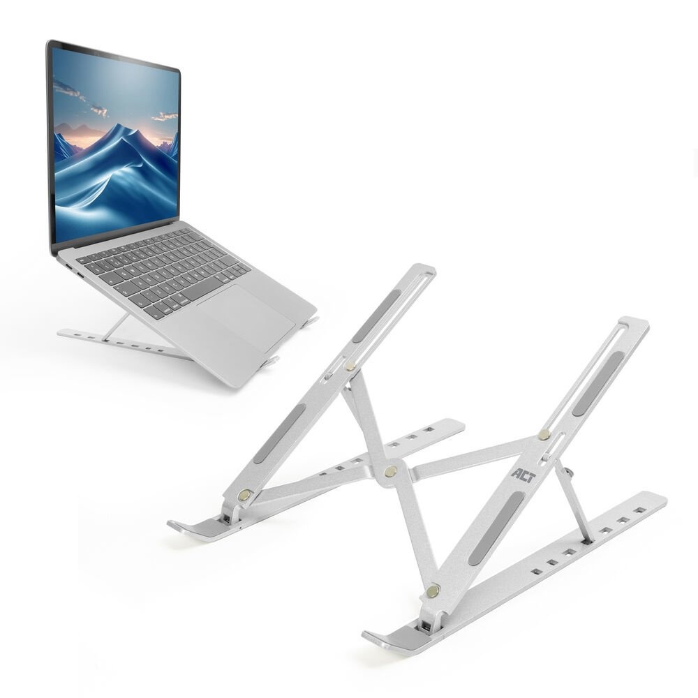ACT AC8121 | Inklapbare Laptopstandaard tot 15,6″ | 7 Verstelbare Standen | Metaal | Inclusief Reistas