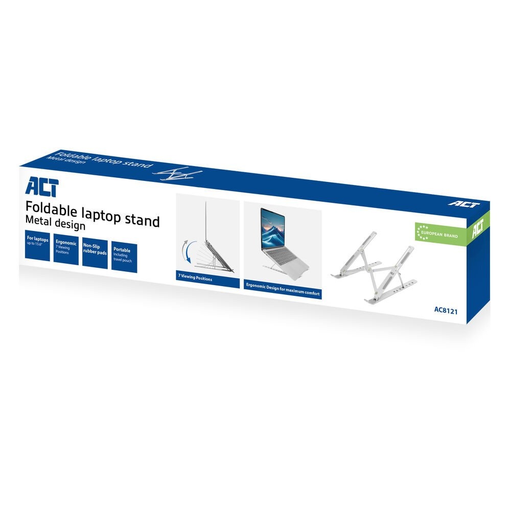 ACT AC8121 | Inklapbare Laptopstandaard tot 15,6" | 7 Verstelbare Standen | Metaal | Inclusief Reistas - Afbeelding 2