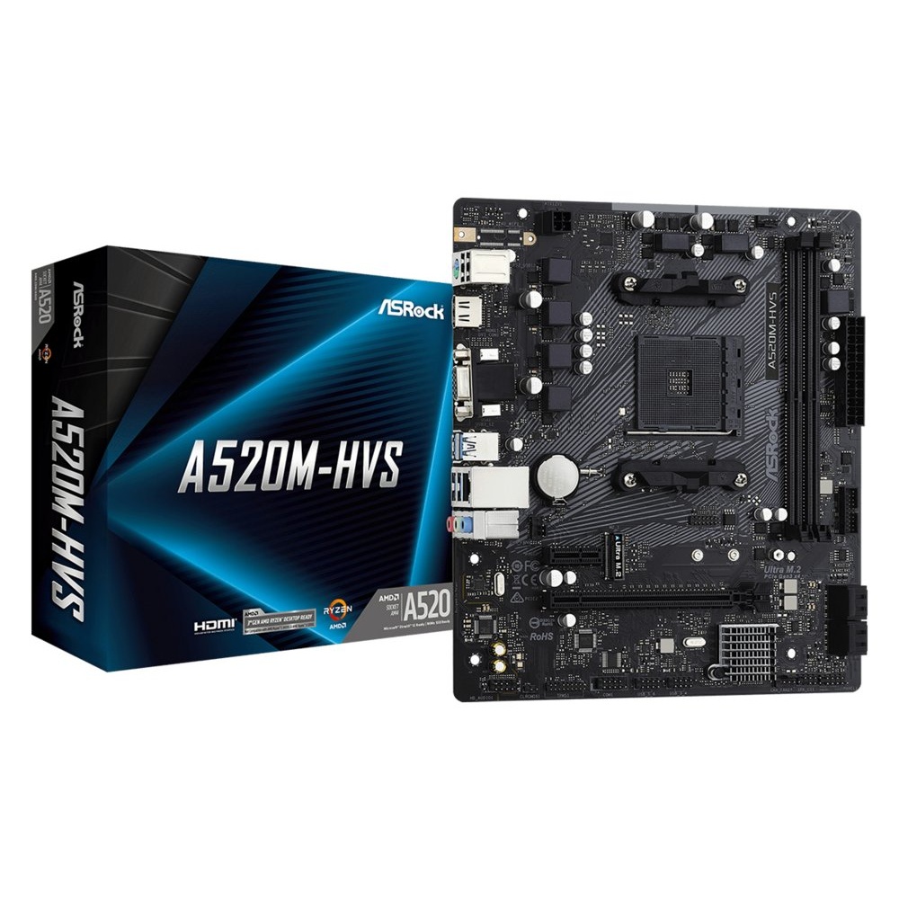 Asrock A520M-HVS | Socket AM4 | AMD A520 | 2xDDR4 | Micro-ATX | Moederbord