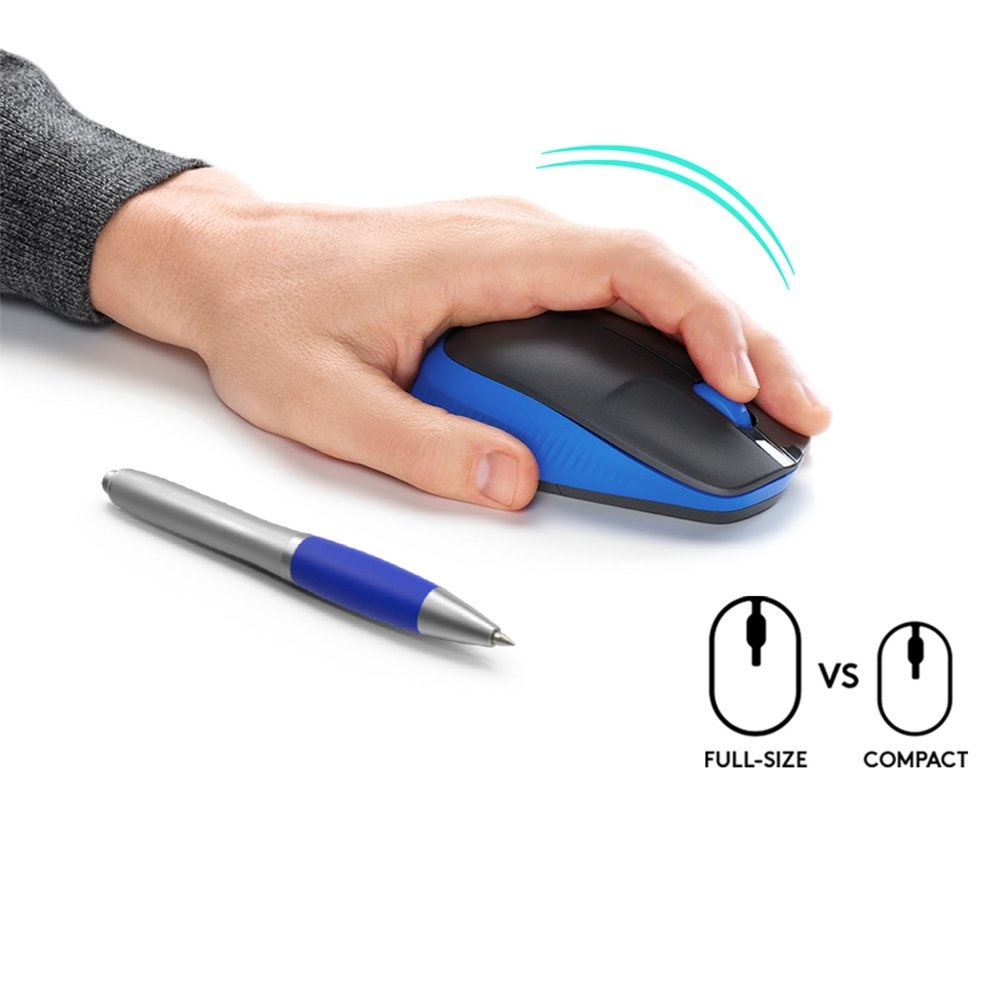 Logitech M190 | Draadloze Muis | Links- en Rechtshandig | RF | 1000 DPI | Zwart/Blauw - Afbeelding 2