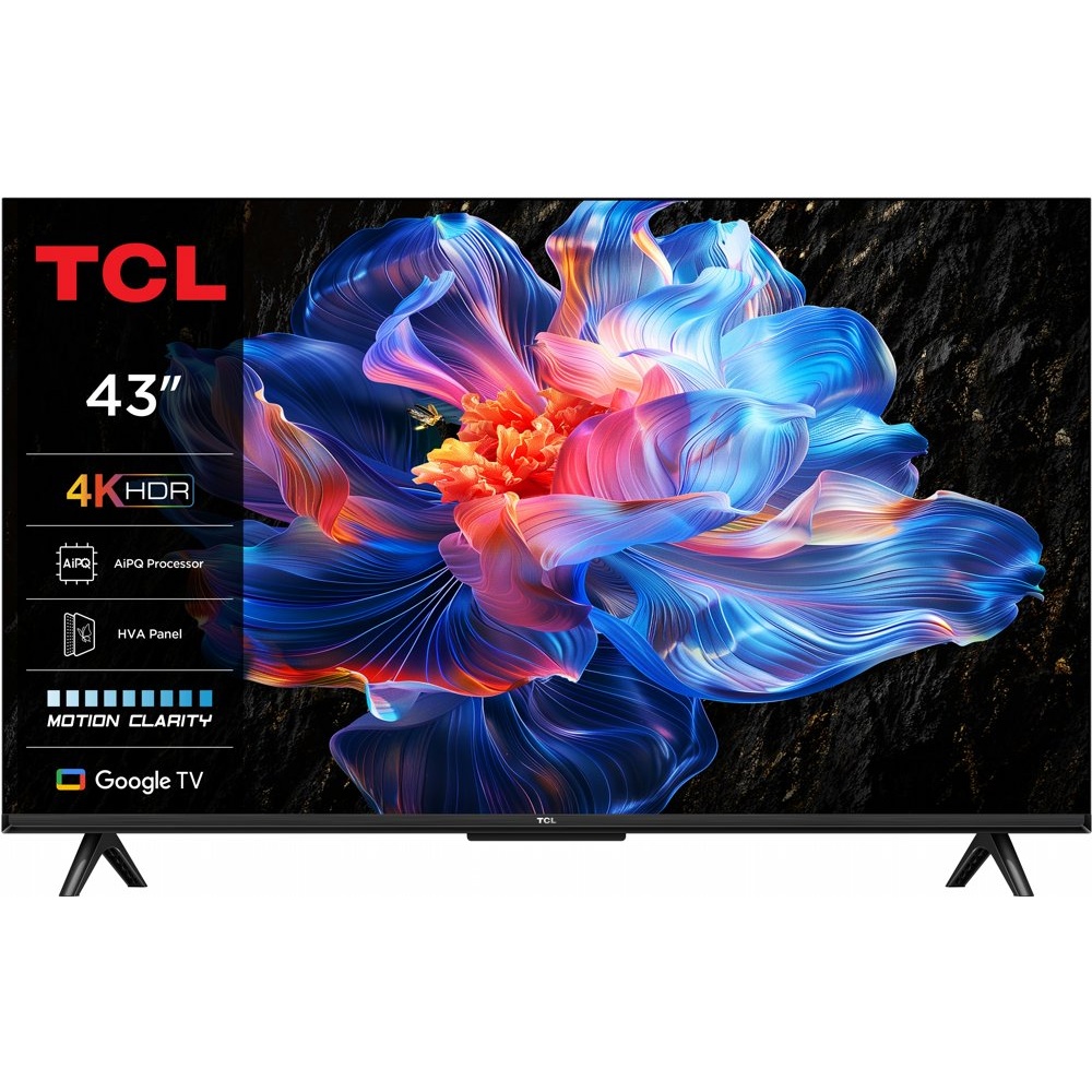 TCL 43P61K 43″ | 4K UHD Smart TV | Google TV | HDR | Zwart