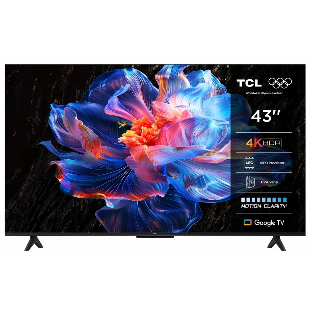 TCL 43P69K 43″ | 4K UHD Smart TV | Google TV | Dolby Vision | Zwart