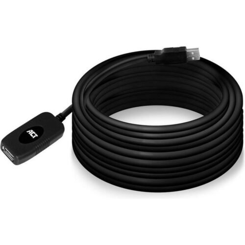 ACT AC6010 | USB 2.0 Signaalversterker | USB-A naar USB-A | 10m | Zwart