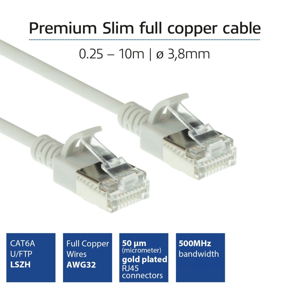 ACT U/FTP Cat 6A Netwerkkabel (DC7000) | 0,5 m | Grijs - Afbeelding 2