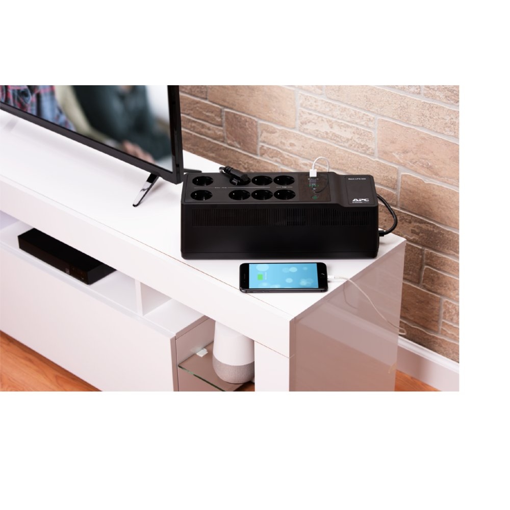 APC Back-UPS BE650G2-GR | 650 VA / 400 W | 8x Schuko Stopcontacten | 1x USB-A Oplaadpoort | LED-statusindicator | Vervangbare Batterij | Compacte Tower UPS - Afbeelding 3