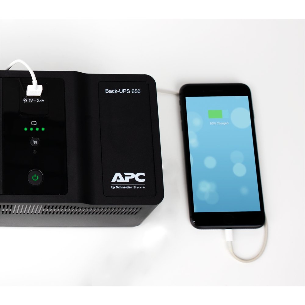 APC Back-UPS BE650G2-GR | 650 VA / 400 W | 8x Schuko Stopcontacten | 1x USB-A Oplaadpoort | LED-statusindicator | Vervangbare Batterij | Compacte Tower UPS - Afbeelding 6
