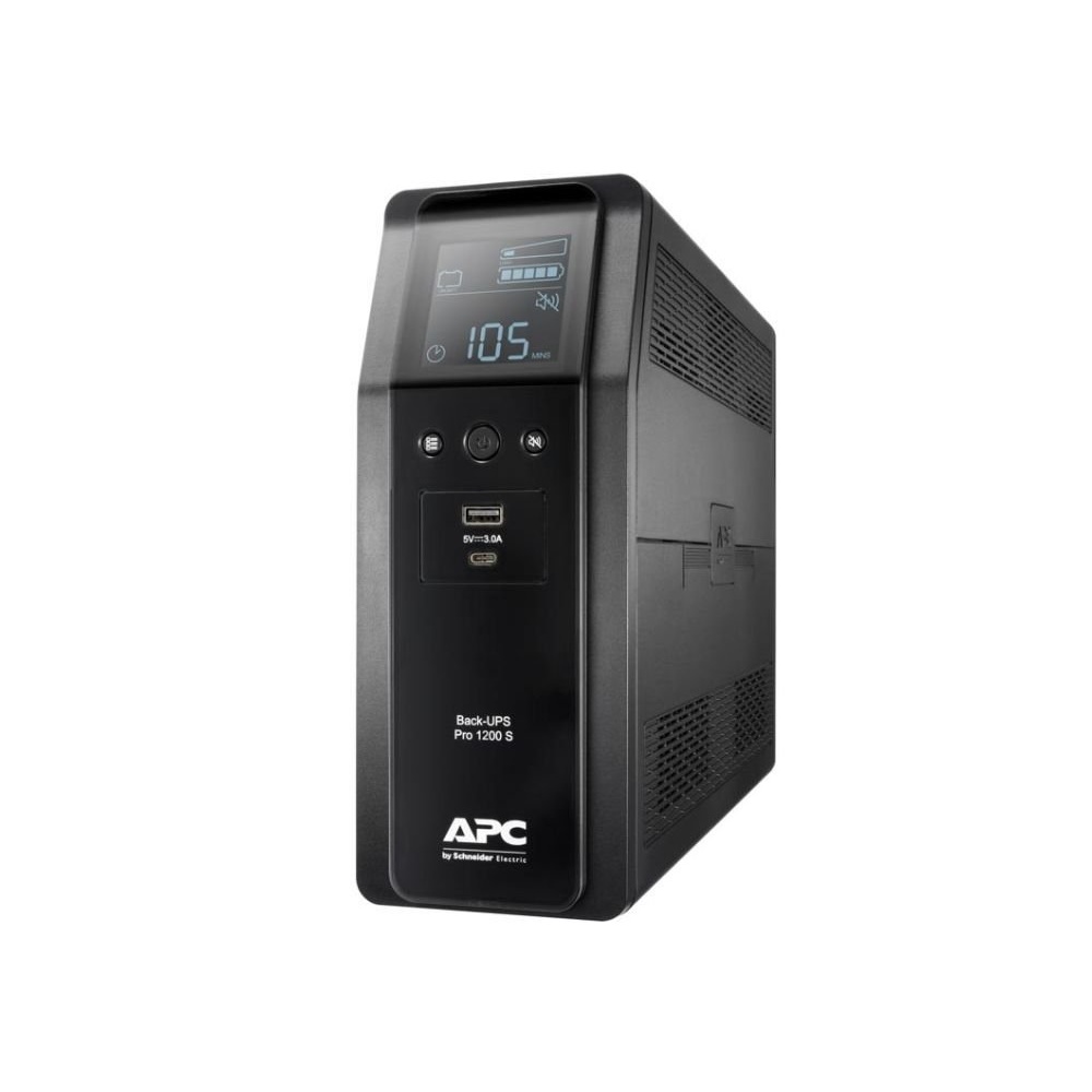 APC Back-UPS Pro BR1200SI | 1200 VA | 8x IEC C13 Stopcontacten (6 op Accu) | Pure Sine Wave | AVR Technologie | USB Type A & C | LCD-scherm