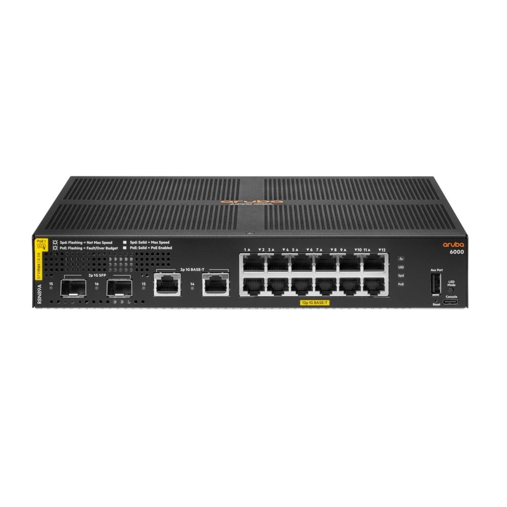 Aruba 6000 12G PoE+ Switch | 12x Gigabit PoE+ | 2x SFP | 139W | Managed L3 | Rackmount 1U