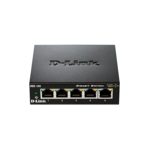 D-Link DGS-105 | Unmanaged Switch | 5 Poorten | Gigabit Ethernet (10/100/1000 Mbps) | Zwart