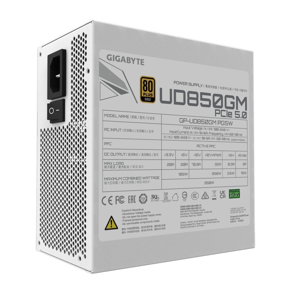 GIGABYTE UD850GM PG5W | 850 Watt Gold ATX 3.0 PSU | Modulair | Power Supply | Voeding - Afbeelding 2