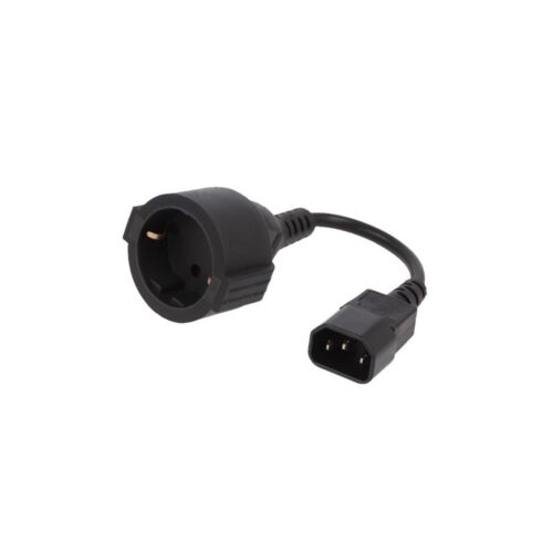 Gembird PC-SFC14M-01 | 0,15 m Stroomkabel | C14 naar Schuko (CEE 7/3) | Zwart | Compact Verloopstuk