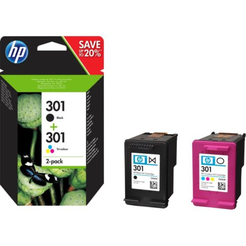 HP 301 | Originele Zwarte/Drie-Kleuren Inktcartridges | 2-Pack