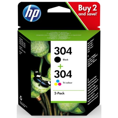 HP 304 | Originele Zwarte/Drie-Kleuren Inktcartridges | 2-Pack