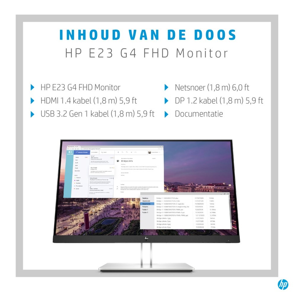 HP E-Series E23 G4 23" | 1920x1080 IPS | 60Hz | Monitor - Afbeelding 8