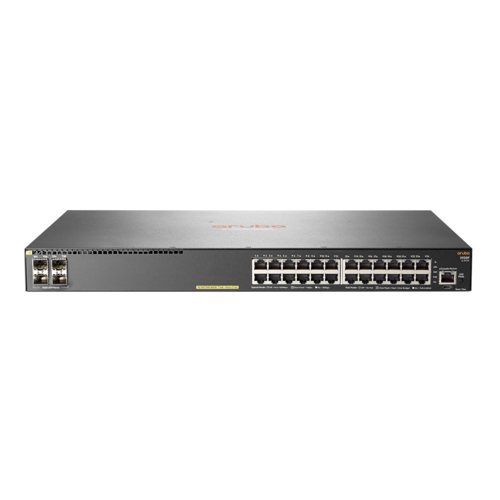 HPE Aruba 2930F 24G PoE+ 4SFP | Managed L3 Switch | 24 Poorten | Gigabit Ethernet (10/100/1000 Mbps) | PoE+ | 1U Rackmount | Grijs