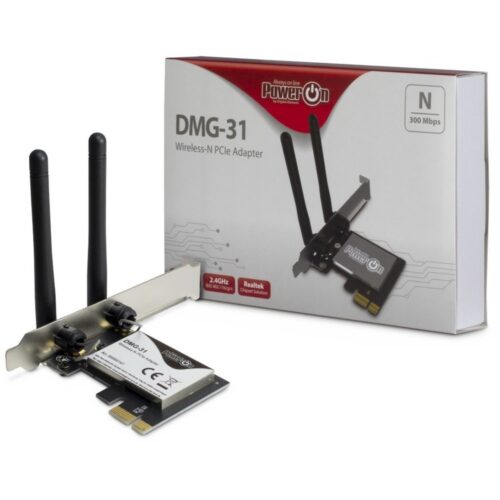 Inter-Tech DMG-31 | Interne WLAN-adapter | PCIe x1 | Wi-Fi 4 (802.11n) | 300 Mbps | 2x 3dBi antennes