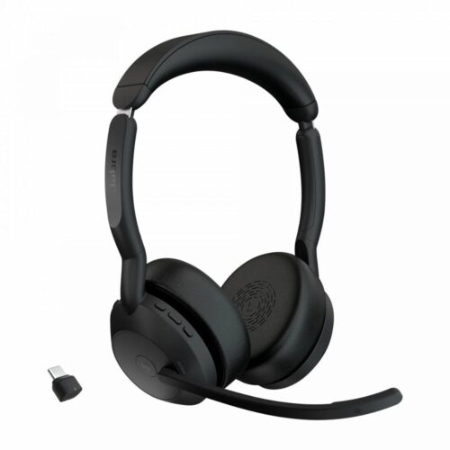Jabra Evolve2 55 Link380c MS Stereo | Bluetooth Headset (ANC) | USB-C Dongle | Oplaadstandaard | Zwart