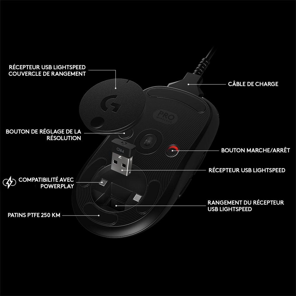 Logitech G Pro | Draadloze Gaming Muis | Links- en Rechtshandig | RF | 25600 DPI | Zwart - Afbeelding 5
