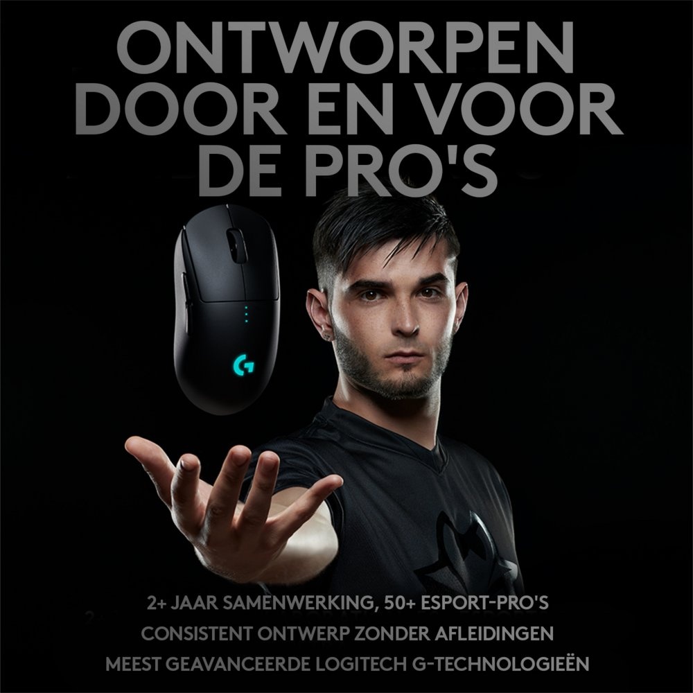 Logitech G Pro | Draadloze Gaming Muis | Links- en Rechtshandig | RF | 25600 DPI | Zwart - Afbeelding 8