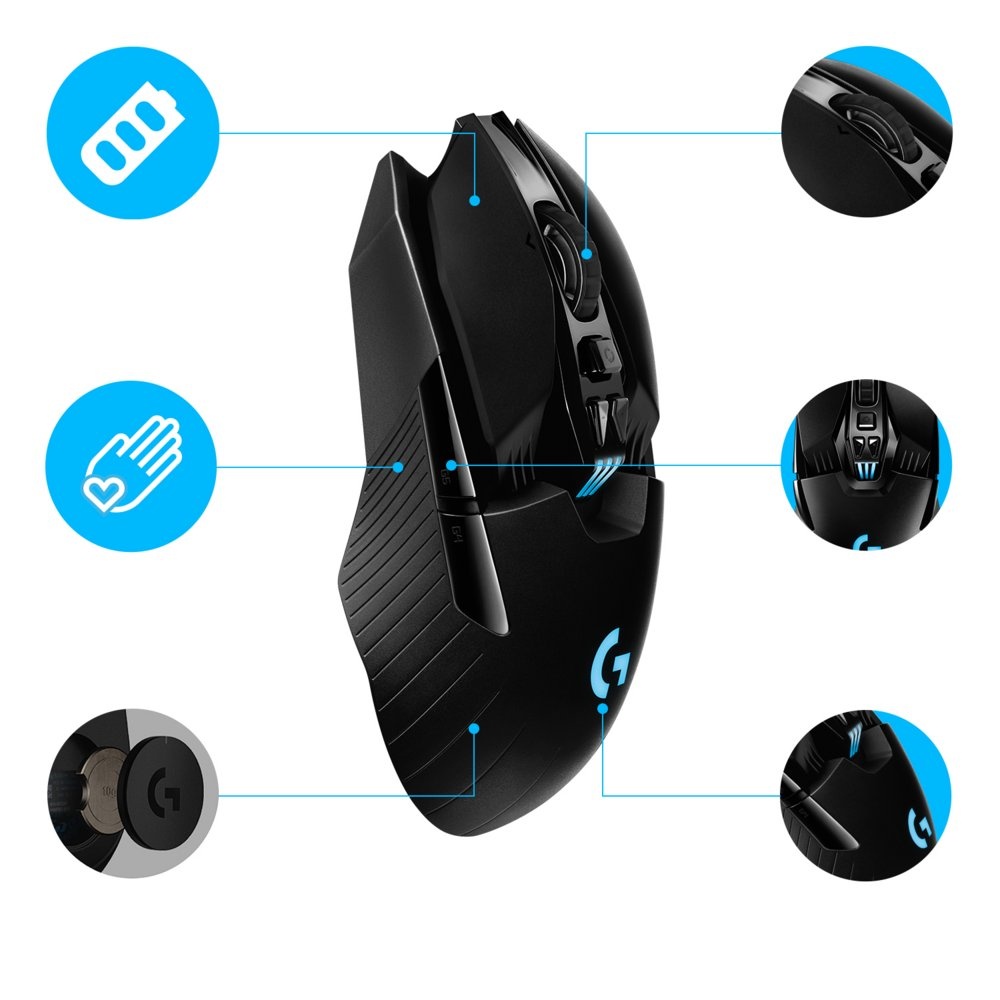Logitech G903 Lightspeed | Ambidextrous Draadloze Gaming Muis | RF-Draadloos + USB-A | 25.600 DPI | Zwart - Afbeelding 6