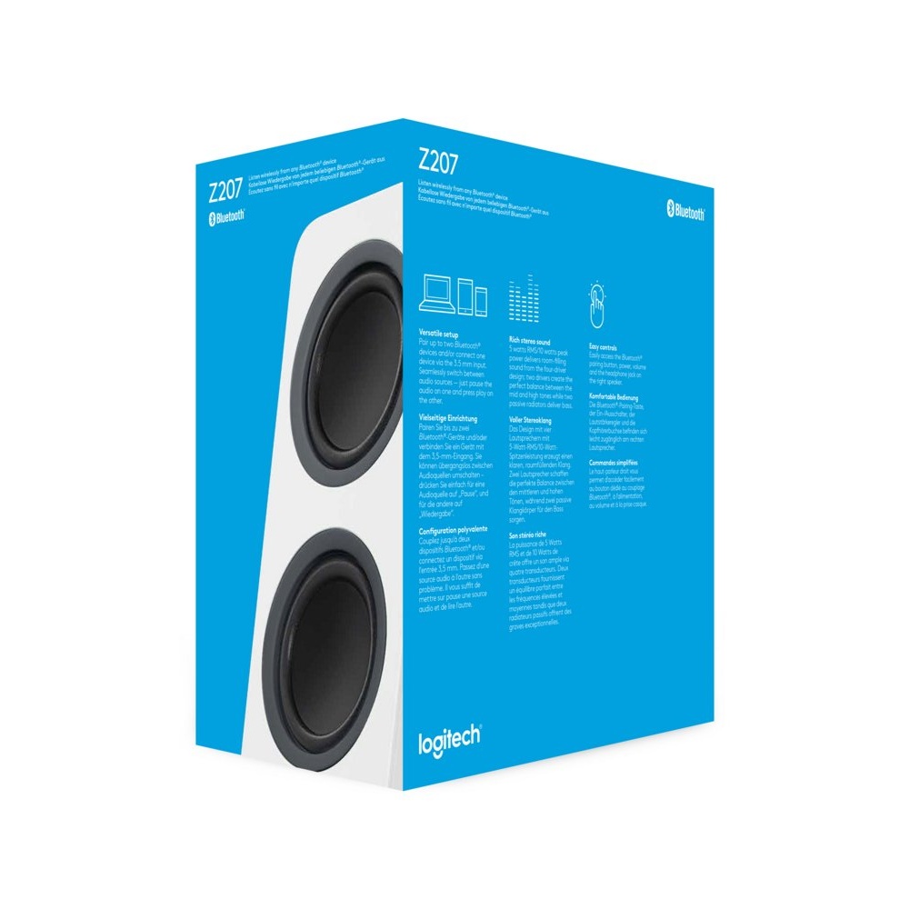 Logitech Z207 | 2.0 Luidsprekerset | Bluetooth en 3,5mm | Zwart/Wit - Afbeelding 8