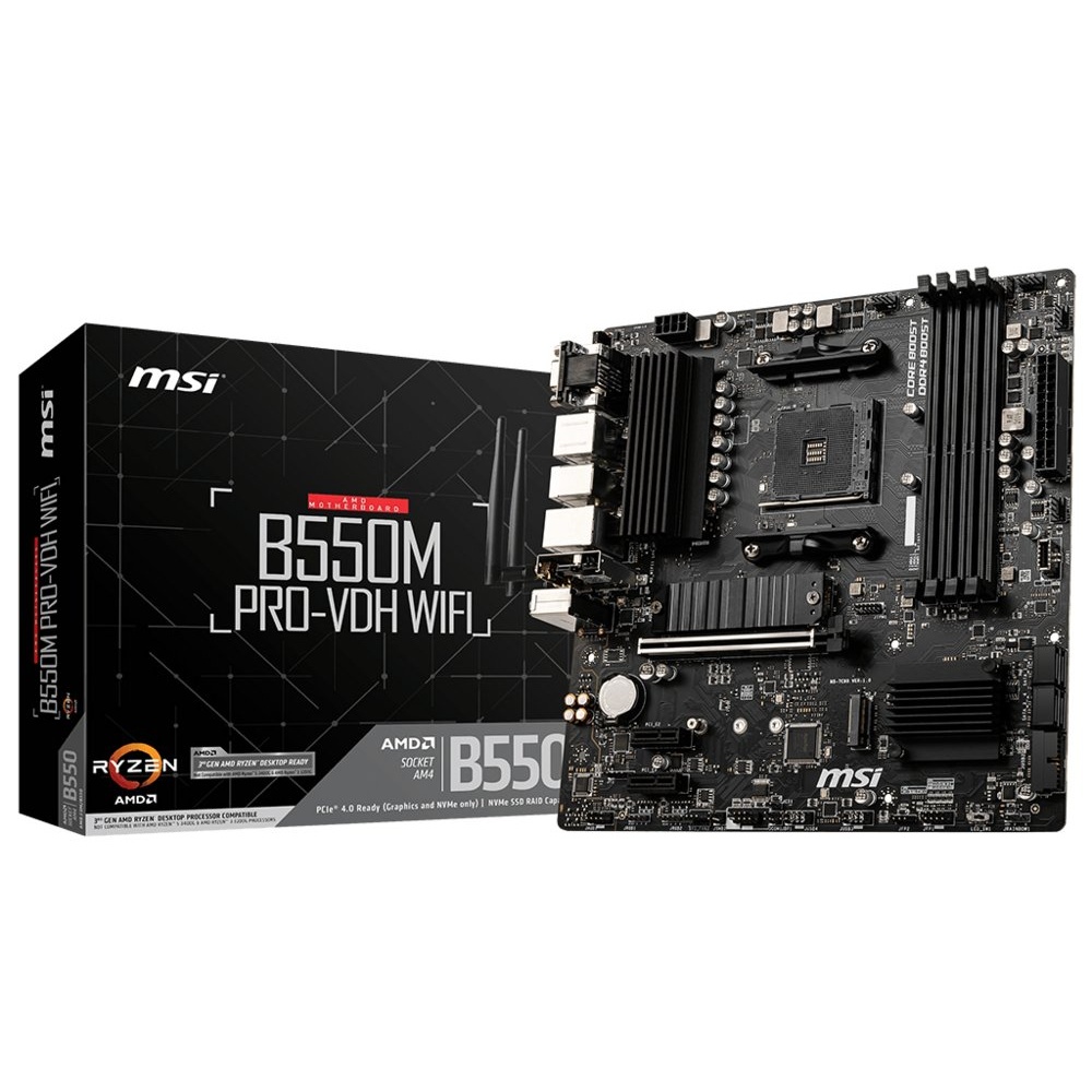 MSI B550M PRO-VDH WIFI | Socket AM4 | AMD B550 | 4xDDR4 | Micro-ATX | Moederbord