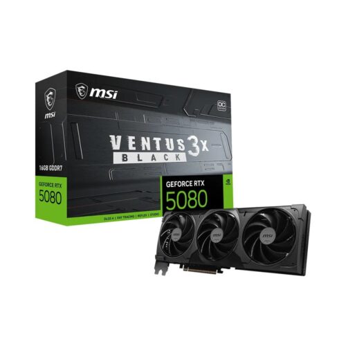 MSI GeForce RTX 5080 VENTUS 3X OC BLACK | 16GB GDDR7 | 4K Gaming & AI | Videokaart
